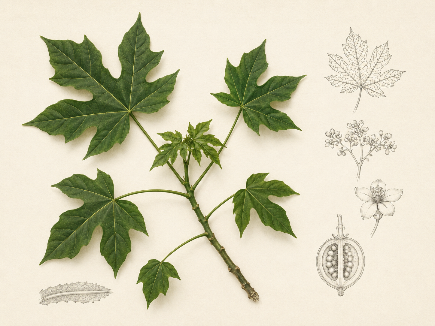 Lámina Botánica de Chaya (Cnidoscolus aconitifolius) - Journal **ORIGEN & BIO**